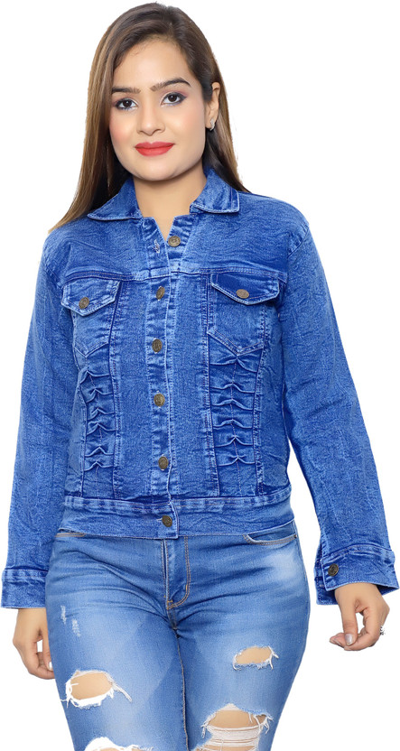 Full Sleeve Solid Women Denim Jacket 