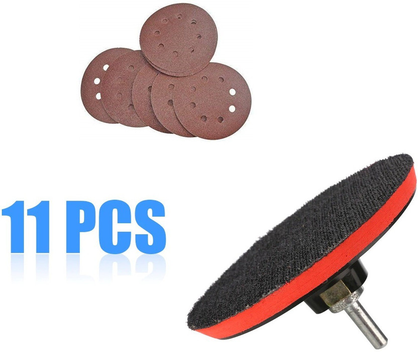 FIXKIT Sanding disc with Grit 60 Sand paper and Drill machine M10 Connector Metal Polisher(5 inch)