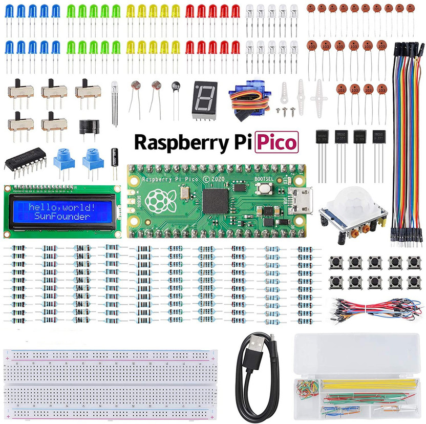 Raspberry Pi Pico Basic Starter Kit with Detailed Online Tutorials, One-Stop Learning Electronics and Programming for Pi Beginners & Software Engineer Educational Electronic Hobby Kit