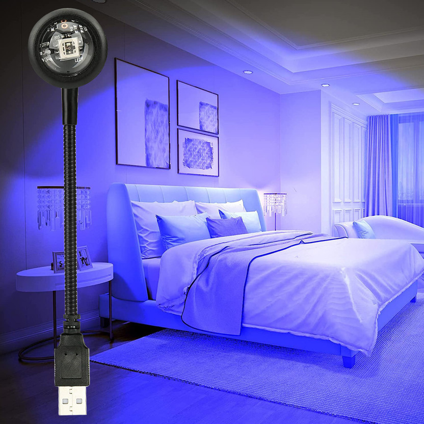 WRADER 360 Degree Rotatable USB Sunset Projection LED Light 7 Colors with 13 Functional Modes for Cars Home Decor Parties Bedroom Outdoor Activities & More LAMP0008 Led Light(Black)