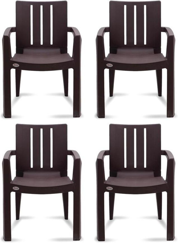 Supreme KENT BROWN SET OF 4 CHAIR FULLY COMFORT nd weight bearing capacity 200 kg outdoor chair Plastic Outdoor Chair(BROWN, Set of 4, Pre-assembled)