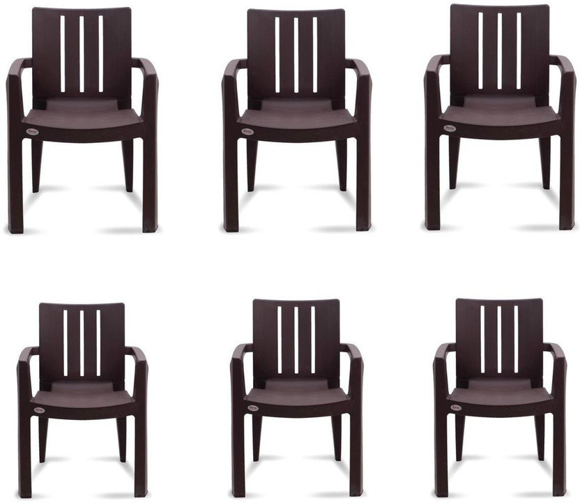 Supreme BROWN SET OF 6 CHAIR FULLY COMFORT nd weight bearing capacity 200 kg outdoor chair Plastic Outdoor Chair(BROWN, Set of 6, Pre-assembled)