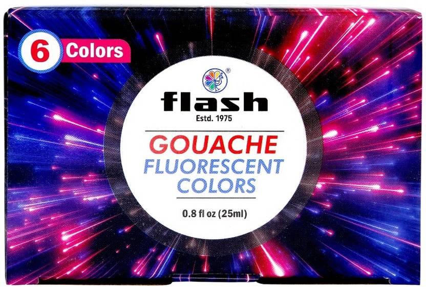 FLASH Gouache Fluorescent / Neon Paint, Set of 6 Colors