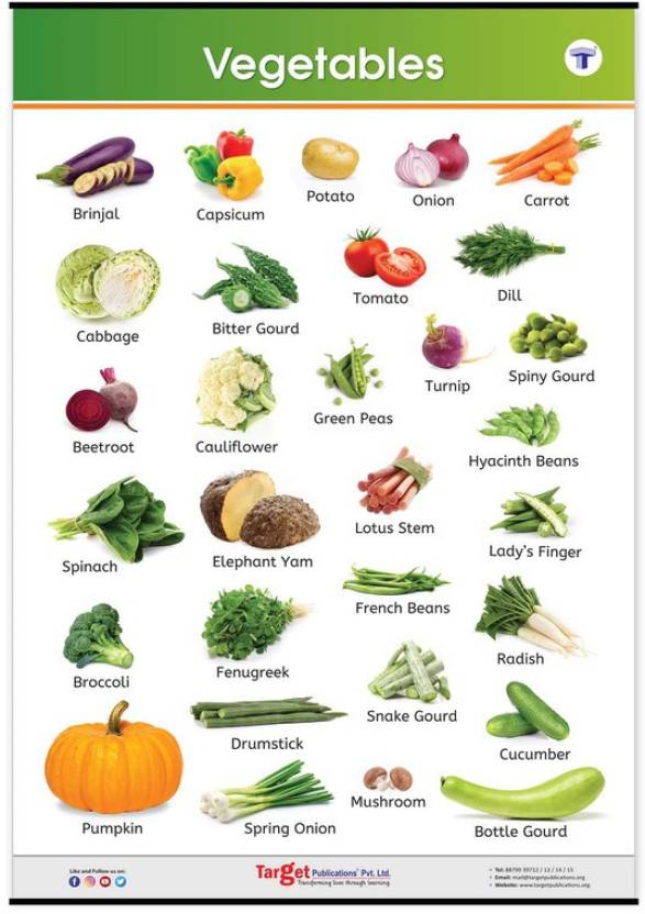 Jumbo Vegetables Chart for Kids | Learn about Green Vegetables and ...