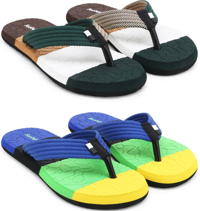 [Sizes ] Footup 2 Pairs| EVA| Ultralightweight| Premiun| Comfort| All Seasons Trendy|Slippers Flip Flops  (Multicolor 10)