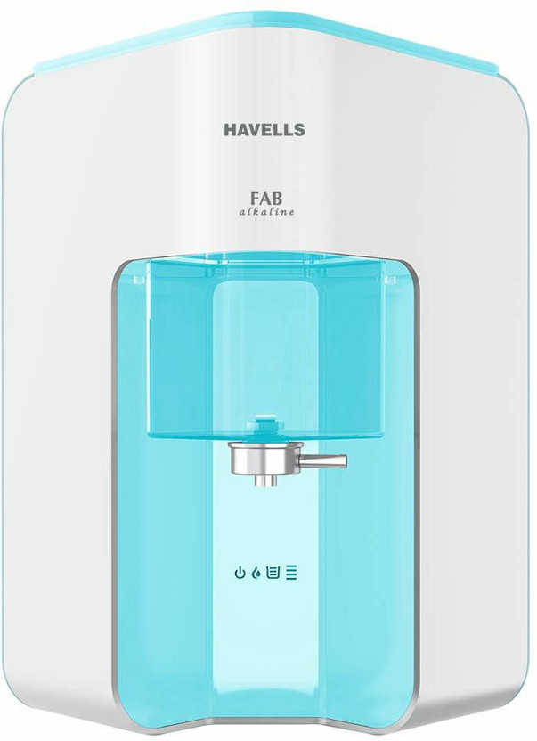 HAVELLS Fab Alkaline 7 L RO + UV + Alkaline Water Purifier Suitable for all - Borewell, Tanker, Municipality Water(White & Blue)