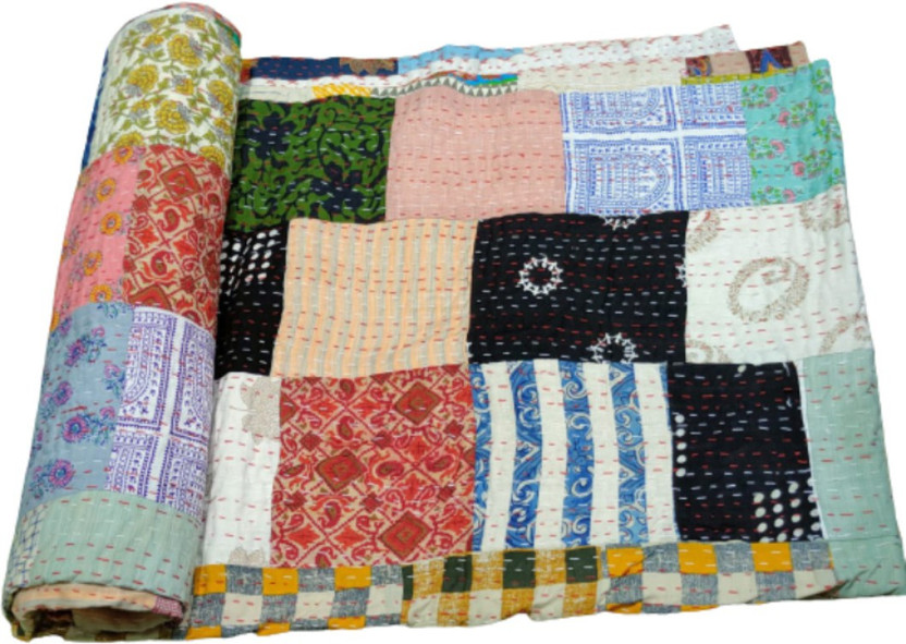 Purina's Printed Double Quilt for  AC Room(Cotton, Multicolor)