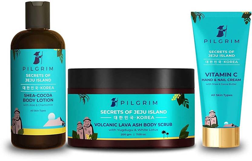 Pilgrim Jeju Rejunevating Skin Set Volcanic Lava Ash Body Scrub 100g