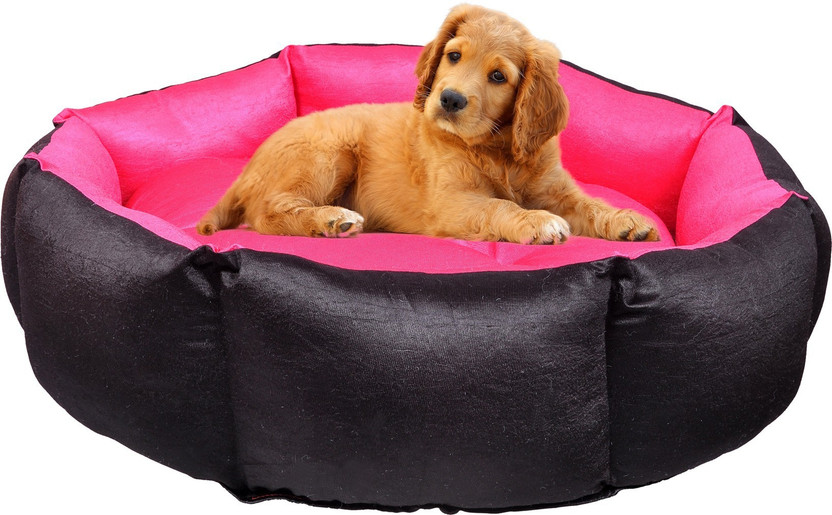Slatters Be Royal Store PremiumQuality Velvet Luxury Washable DOG Sofa For All Season Sleeping CatPuppy XXL Pet Bed(Pink Black)