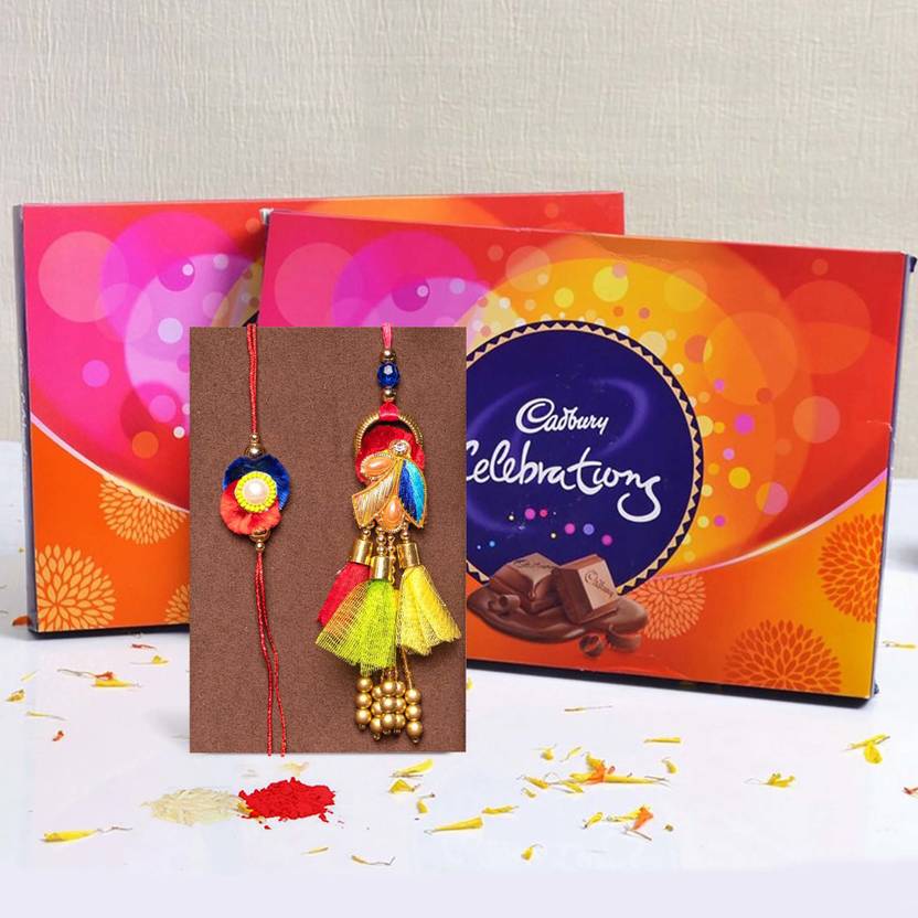 Rakhi Regalo Festivo Hilo Amor TIED RIBBONS Juego De Regalo Rakhi Para Hermano Y Bhabhi Bhai Bhabhi Rakhi Para Bhaiya Bhabhi, Tarjeta De Felicitación Raksha Bandhan Y Roli Chawal Tika - Lumba