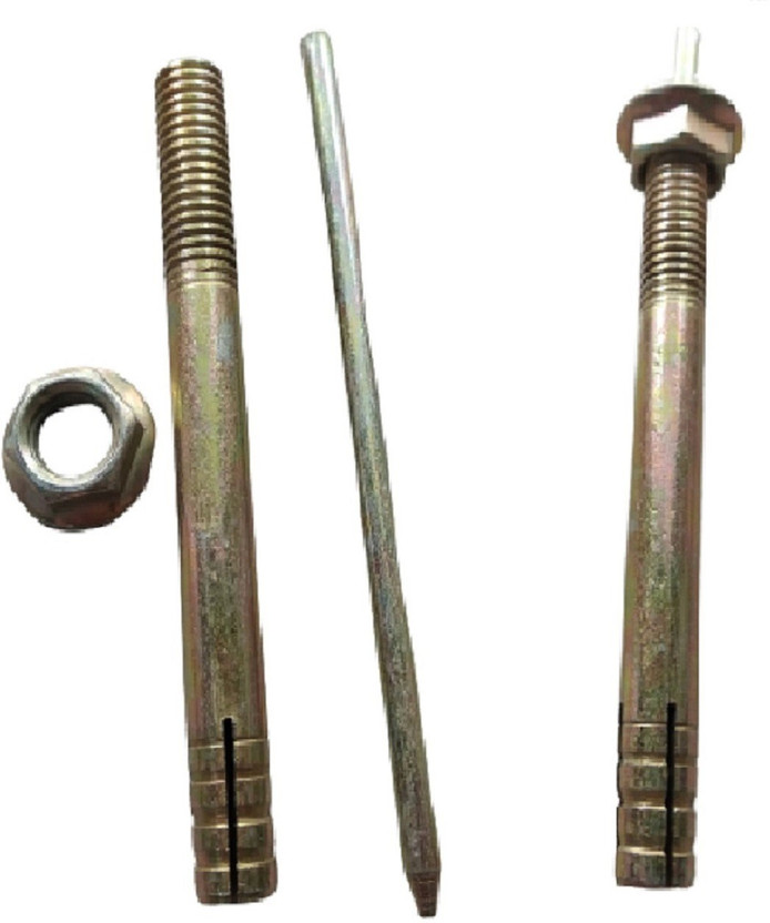 Q1 Beads Nut & Bolt Set 12 Pack 6 Inches Anchor Fastener Zinc Plated Pin Type Nut Bolt for Wall Pin Drive Expansion Nut Bolt Multipurpose(4 Inches, LxW 150 x 10 mm)(6AFAST)