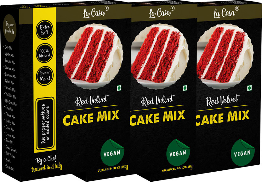 La Casa Vegan Red Velvet Cake Mix | Combo Pack of 3 | Super Moist & Extra Soft | 100% Natural | 900 g(Pack of 3)