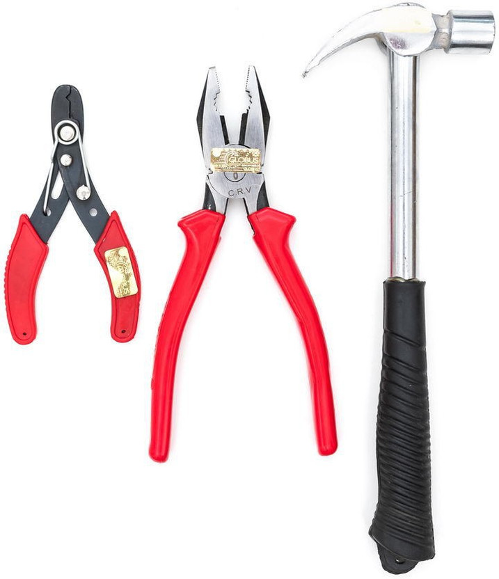 Globus 878 HOME TOOL KIT SET/3.8"COMBINATION PLIER & WIRE CUTTER 5" Curved Claw Hammer(0.48 kg)