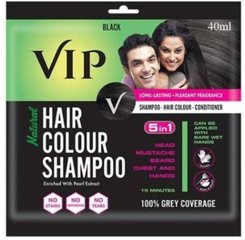VIP 5 in 1 Hair Colour Shampoo Pack of 4 , BLACK Price in India, Buy