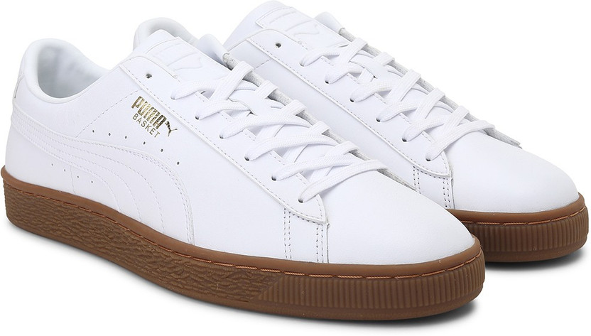 puma white with gum sole