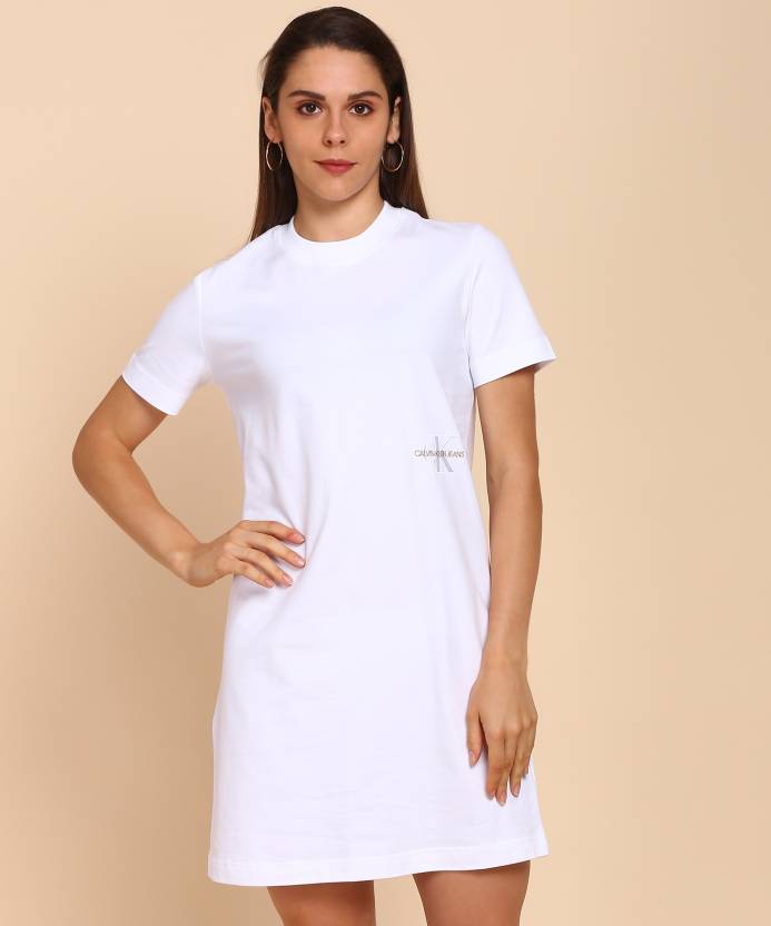 Calvin Klein Jeans Women T Shirt White Dress - Buy Calvin Klein Jeans Women  T Shirt White Dress Online at Best Prices in India 