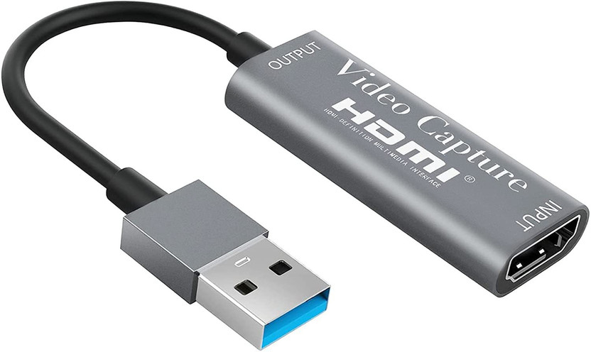 microware Audio Video Capture Card with Cable, 4k HDMI Capture, USB 3.0 Game Capture Card 1080P Capture Adapter Directly Record for Streaming, Live Broadcasting, Video Conference, Teaching, Gaming Media Streaming Device(Grey)