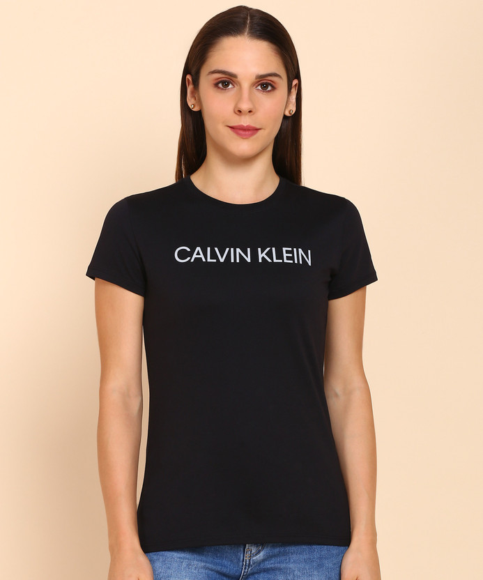 Calvin Klein Jeans Printed Women Round Neck Black T-Shirt - Buy Calvin  Klein Jeans Printed Women Round Neck Black T-Shirt Online at Best Prices in  India | Flipkart.com