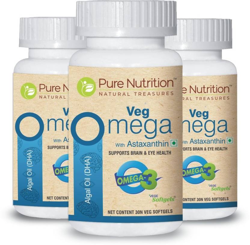 Pure Nutrition Veg Omega 3 with Algal Omega and DHA 30 capsules per