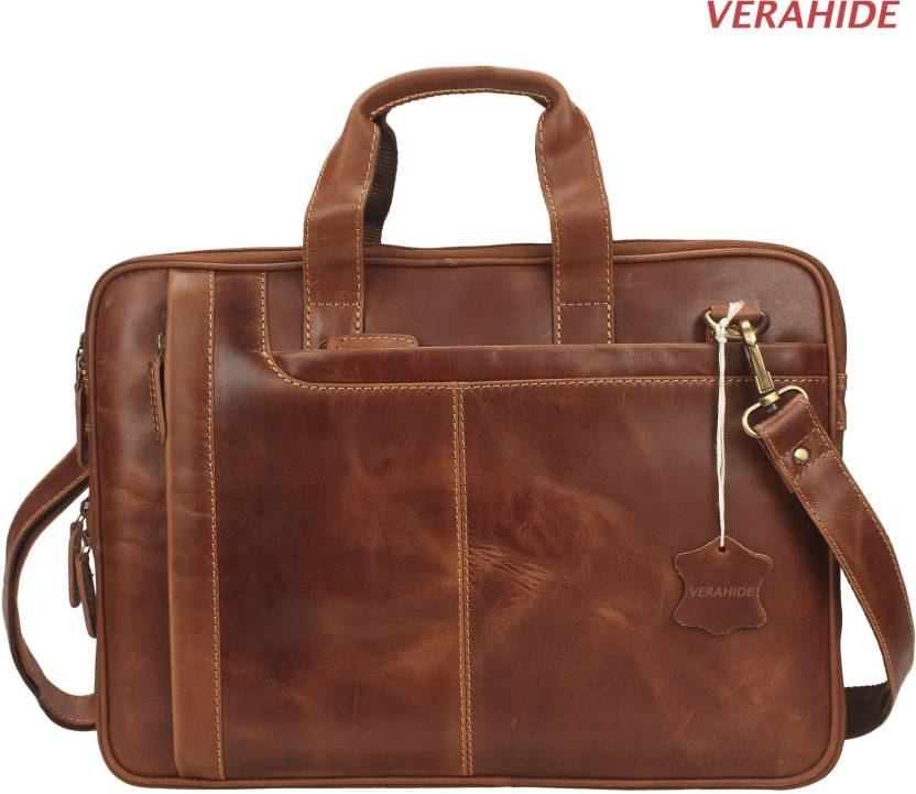 Flipkart.com | VERAHIDE TanLeather Laptop Bag for Boys and Men /Premium ...