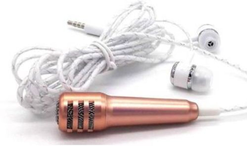 ROAR WDC_471W_ Karaoke Singing Microphone Metal Sing Mic for Phone, for Computer, for PC Audio Cable with Stereo Earphone Compatible with all smart & IOS devices Microphone