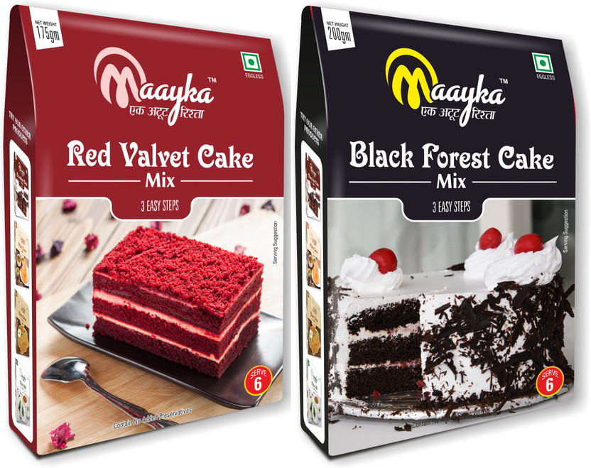 Maayka - Ek Atoot Rishta Mayka Red Velvet & Black Forest Cake Mix 175GM+200GM 375 g(Pack of 2)