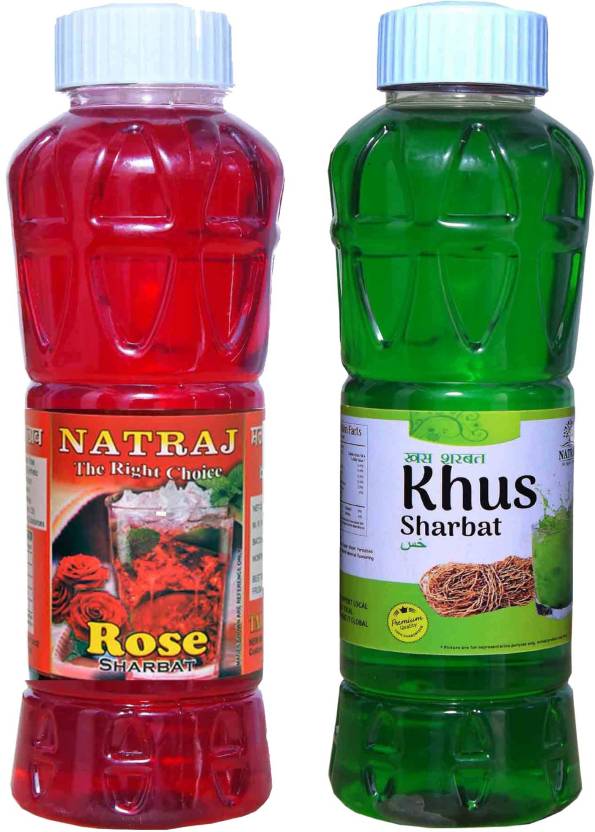 Natraj The Right Choice Rose Sharbat And Khus Sharbat Syrup Pack Of 2 X