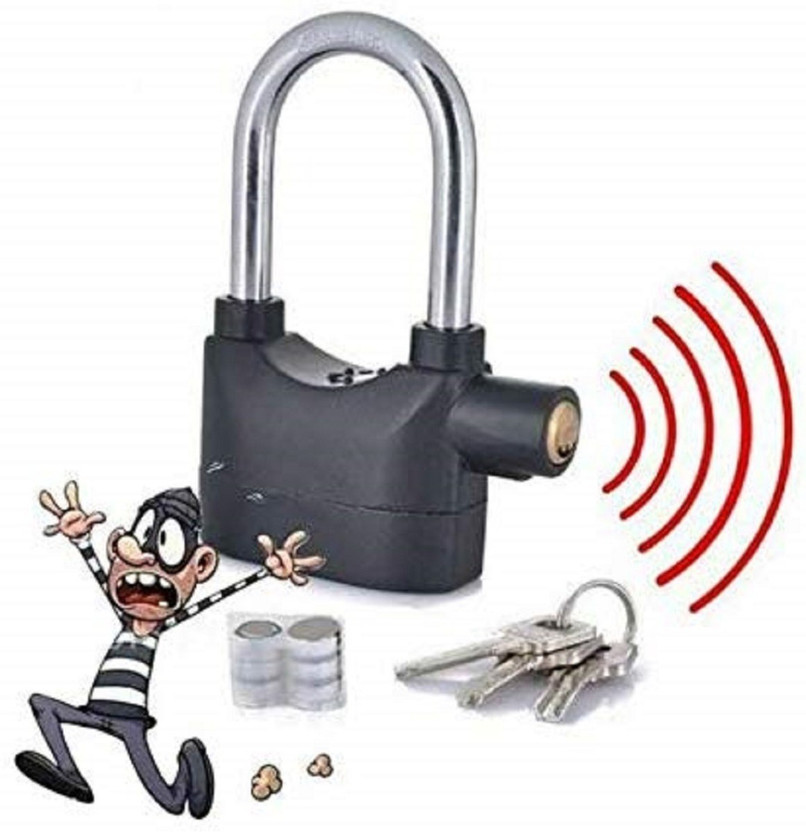YUKI Anti-theft Security Padlock Waterproof Siren Alarm Safety Lock AL-28 Lock(Black)