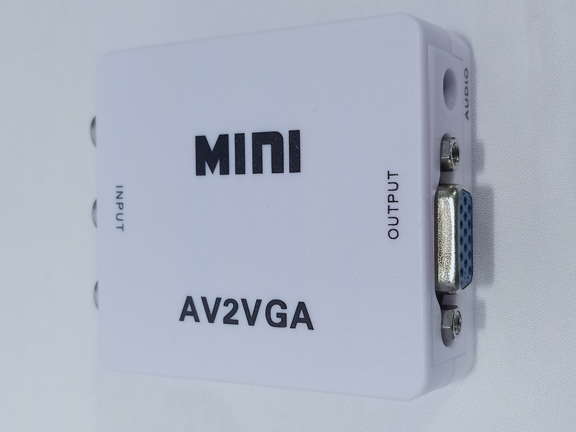 TERABYTE MINI AV RCA to VGA Video with Audio to PC HDTV Converter, Setup Box connect to VGA LED Monitors, AV to VGA Converter Media Streaming Device(White)