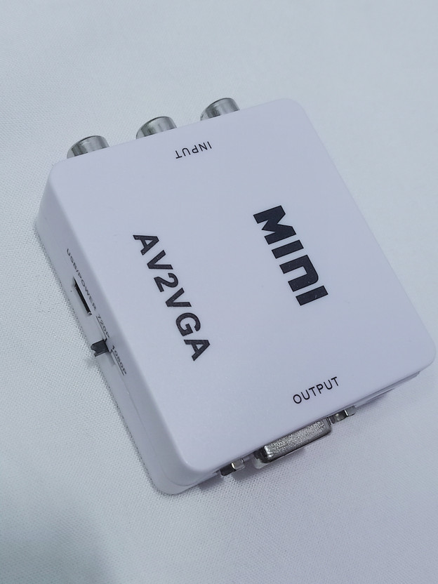 TERABYTE Mini AV RCA to VGA Video Audio Converter, Setup Box connect to VGA LED Monitors, AV RCA to VGA Video with Audio to PC HDTV Converter Media Streaming Device(White)