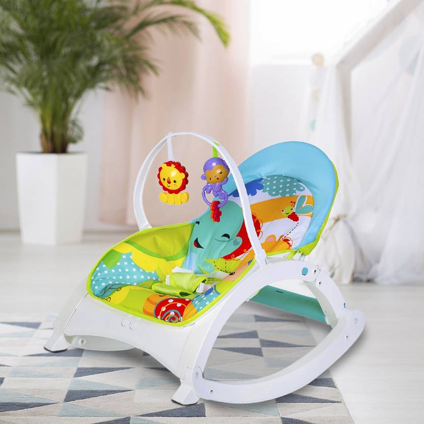 Baby Moo Newborn To Toddler Happy Baby Bouncer With Hanging Toys Green