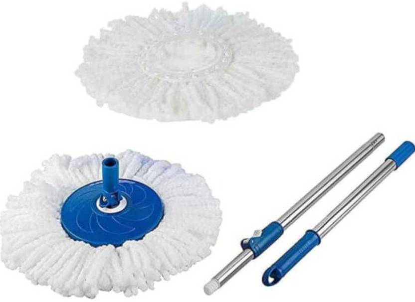 GALA Steel Mop Stick Rod with 2 Refill 360 Degree Rotating Pole Pocha