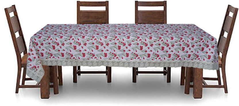 wellhome wellhome decor Furnishing PVC 4 Seater Floral Table Cover(Pink) - Flipkart Deal
