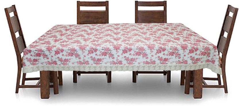 wellhome wellhome decor Furnishing PVC 6 Seater Floral Table Cover(Pink) - Flipkart Deal