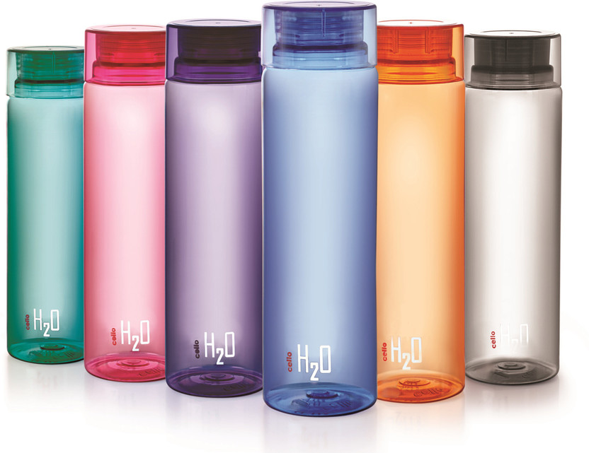 cello H2O 1000 ml Plastic Bottle(Pack of 6, Red, Green, Blue, Pink, Orange, Grey)