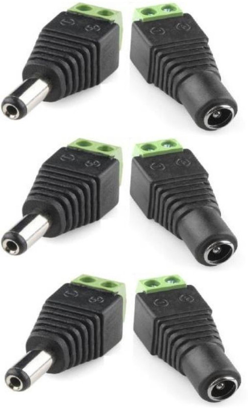 TechSupreme Dc Connectors Screw Type for CCTV Camera DVR Dc Connectors Male And Female Wire Connector (Black, Green) DC Pin Connector 3 Male 3 Female Wire Connector Electronic Components Electronic Hobby Kit