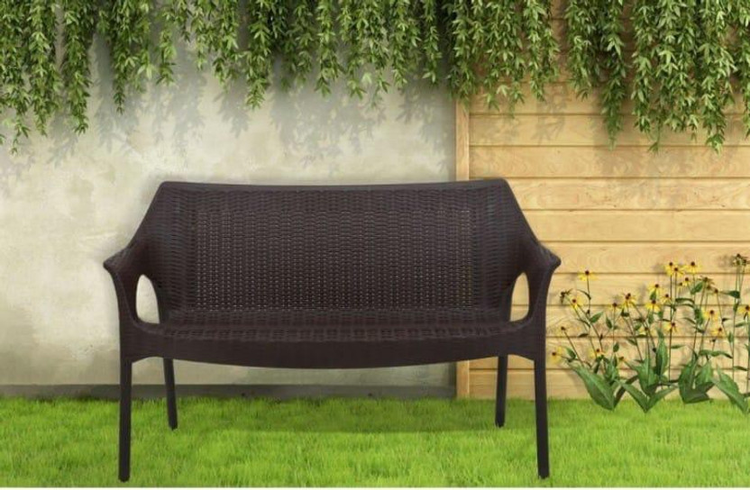 Supreme LOVE SEAT BROWN SET OF 1 SOFA FULLY COMFORT ND WEIGHT BEARING CAPACITY 200 KG OUTDOOR CHAIR Plastic Outdoor Chair(BROWN, Pre-assembled)