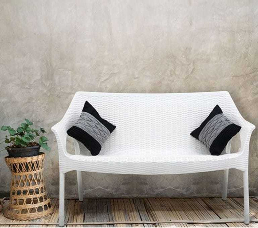 Supreme LOVE SEAT WHITE SET OF 1 SOFA FULLY COMFORT ND WEIGHT BEARING CAPACITY 200 KG OUTDOOR CHAIR Plastic Outdoor Chair(WHITE, Pre-assembled)