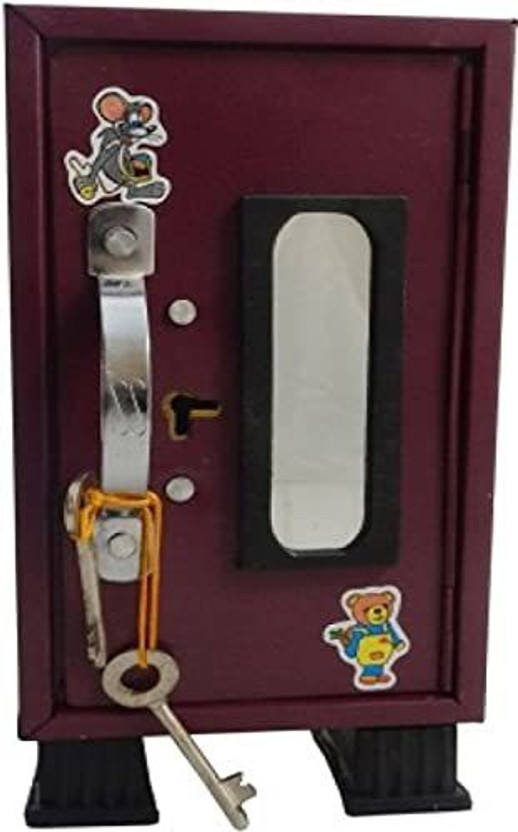 MODERNCOLLECTION Almirah Style Coin Box with 2 Keys & Mirror Piggy Bank for Kids 3 Compartments Money Collecting ATM Home Décor Showpiece , Multicolor (22 x 11 cms) Safe Locker(Key Lock)