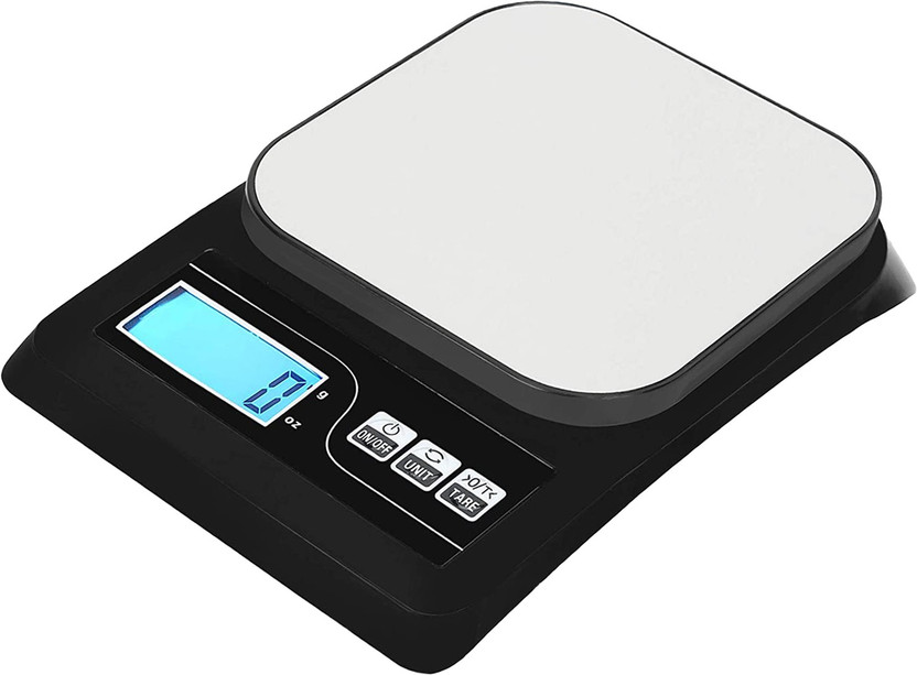 Kelo Vajan Kata- Digital Kitchen Scale with Wide Platefrom High Accuracy Multifunction Food Weight Scale LCD Display for Baking Cooking Max 10kg, Tare & Auto Off Function Hang to Stow L/41/UK Luggage Weighing Scale(Black)