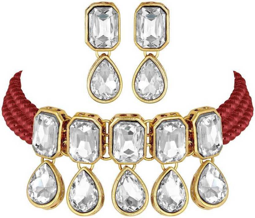 CATALYST Crystal Goldplated Red Jewellery Set Price in India Buy