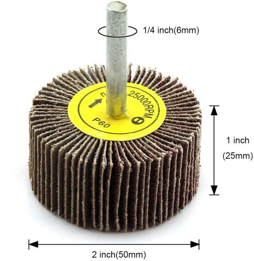 Tools Centre 50mm x 25mm x 6mm 60 Grit Emery Cloth Grinding Flap Wheel