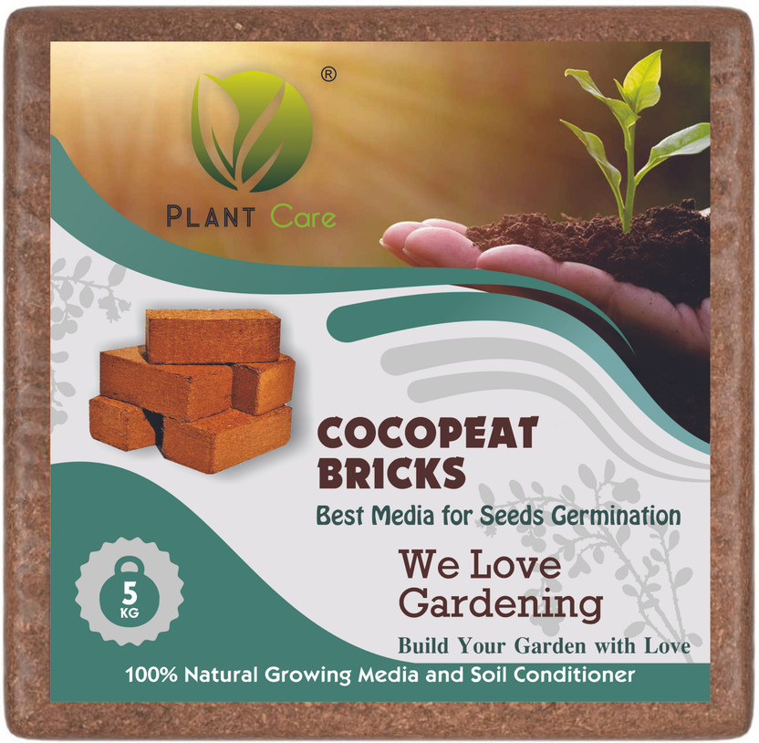 PLANT CARE Organic Cocopeat Brick, Cocopeat Block for Indoor & Outdoor Plants, Kitchen Garden, Terrace Gardening Soil Mixture Fertilizer Fertilizer(5 kg, Cake)