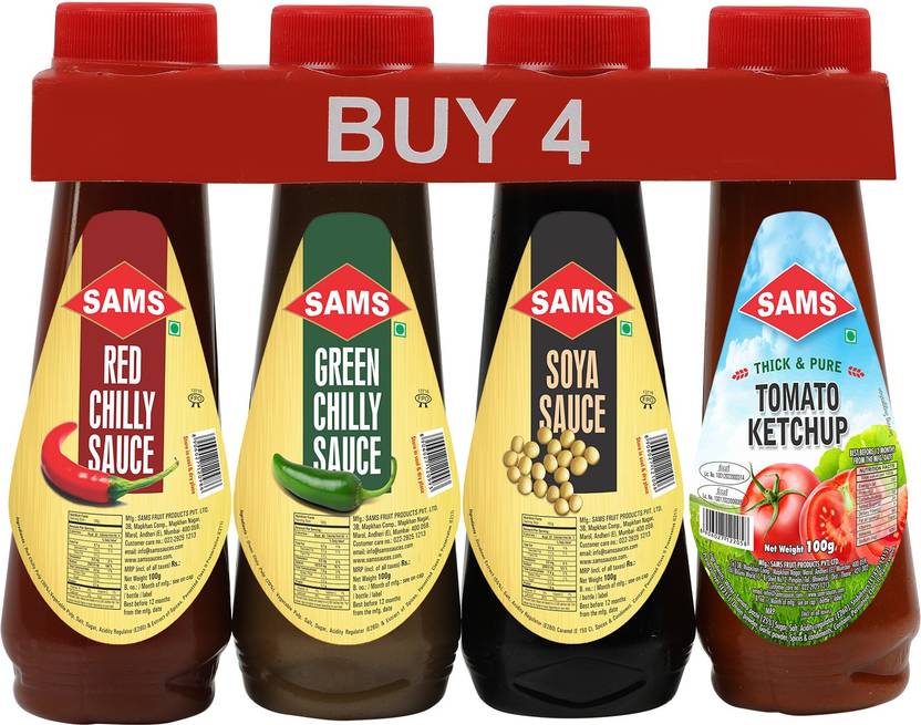 sams Triple combo Pack 1 of Red Chilly Sauce Green Chilly Sauce Soya