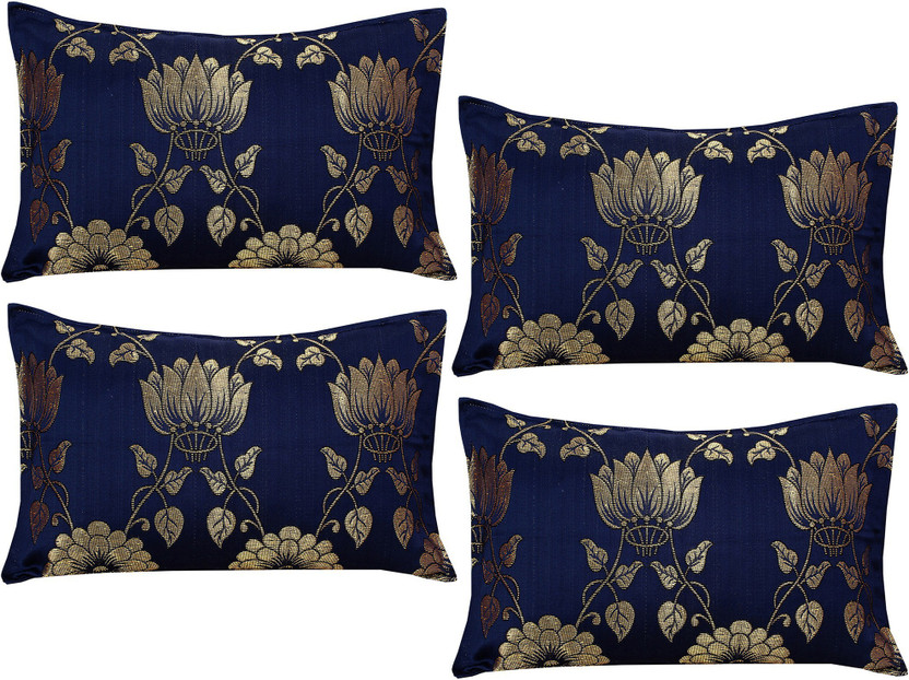 JUPON Polycotton Pillows Cover(68.58 cm*43.18 cm, Pack of 4, Dark Blue)