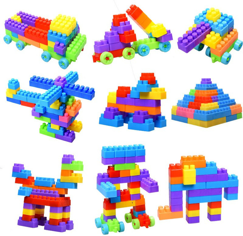 AEXONIZ TOYS Building Blocks for Kids, Blocks for Kids, Puzzles Games 200 Pcs Bricks Toys Sets with Wheel, Block Game, Lego Blocks, Educational Toys for Kids and Children for 3 - 5 Years, Building Set(Multicolor)