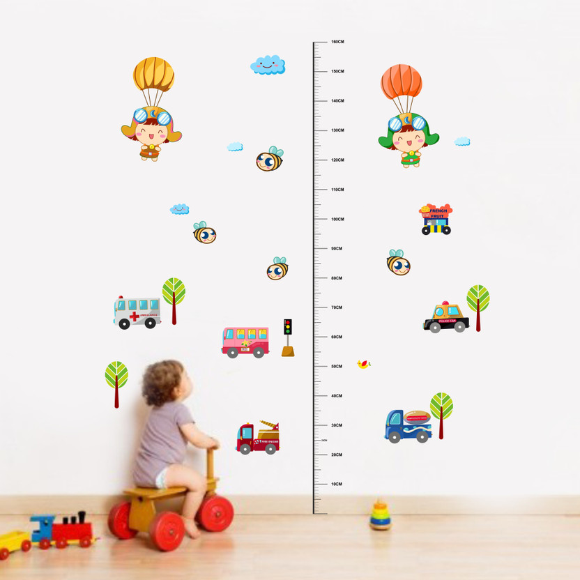 Decal O Decal 120 cm ' Height Chart With Cute Babies ' Wall Stickers (PVC Vinyl,Multicolour) Self Adhesive Sticker(Pack of 1)