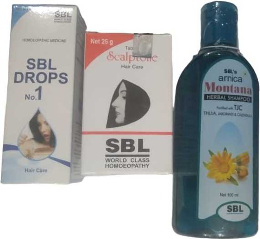 SBL HAIR CARE COMBO OF 3 HAIR CARE DROP 30ML + SCALPTONE HAIR CARE TABLATE 25GM + ARNICA SHAMPOO 100ML (PACK OF 3)(200 ml)