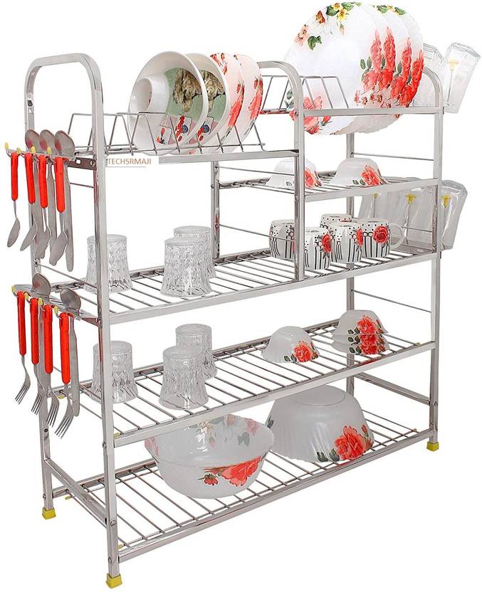 TechSrmaji 5 Layer Kitchen Racks Steel Bartan Stand in Kitchen Steel