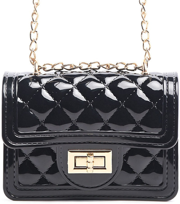 black quilted sling bag